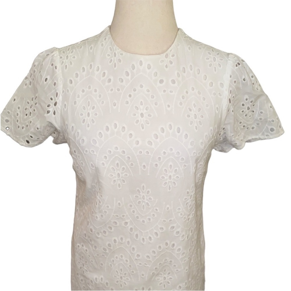Zara white eyelet shift scalloped dress Small - Picture 15 of 15